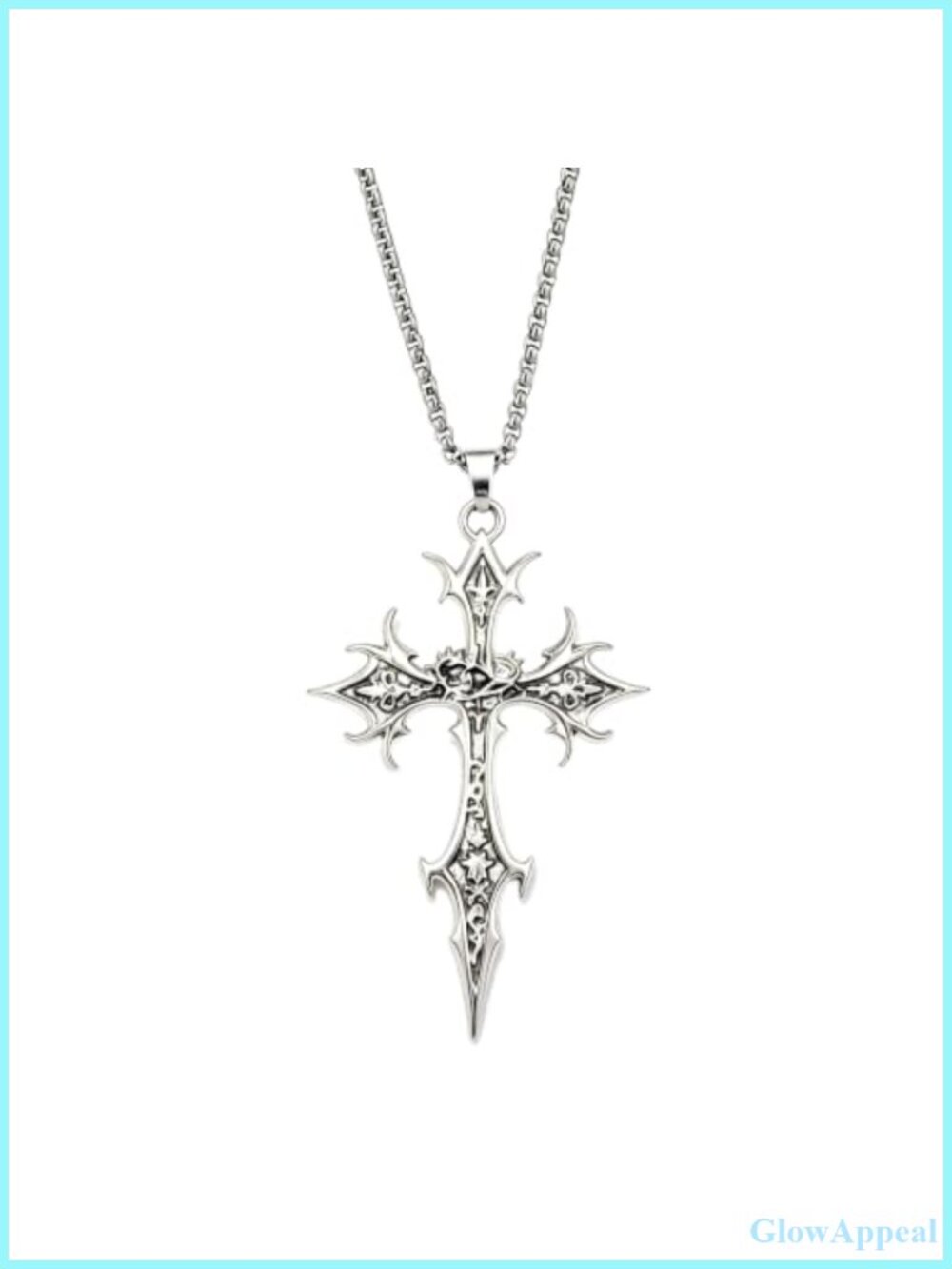 Gothic Sword Cross Stainless Steel Pendant Necklace Box Chain
